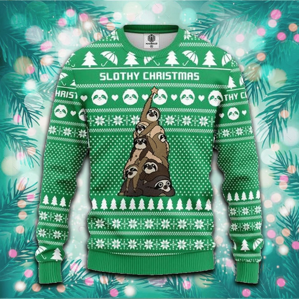 Sloth Tree Ugly Christmas Sweater