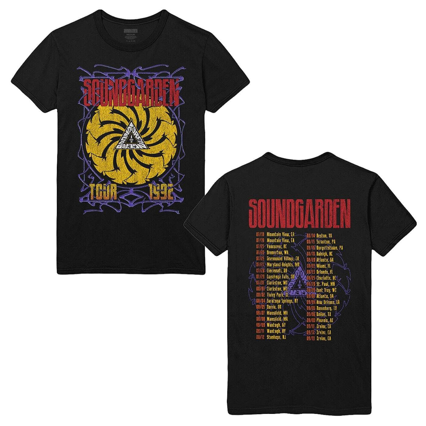 Soundgarden Tour 1992 2 sided basic black Unisex T shirt Reprint digital