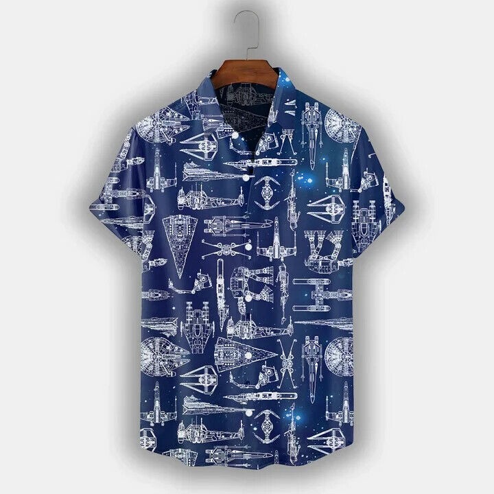 Spaceship 3D Hawaiian Shirt SW-10024, Gift For Men, Birthday Gift, S-5XL US Size