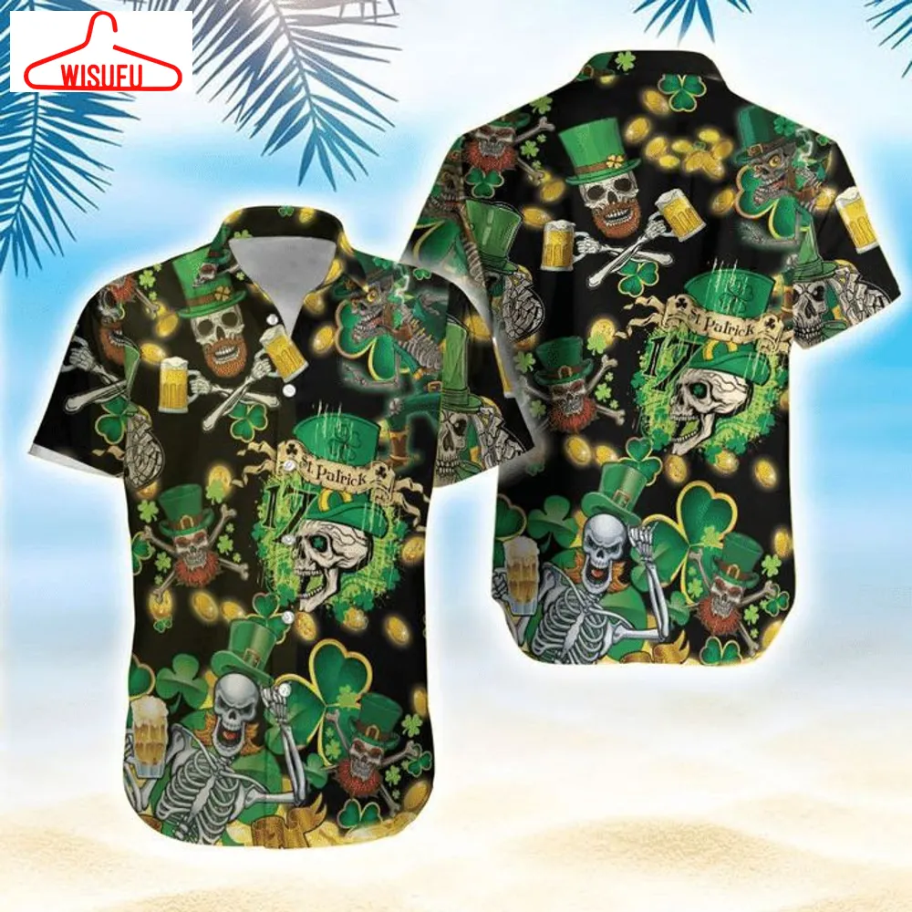 St Patricks Day Skull Hawaiian Shirt