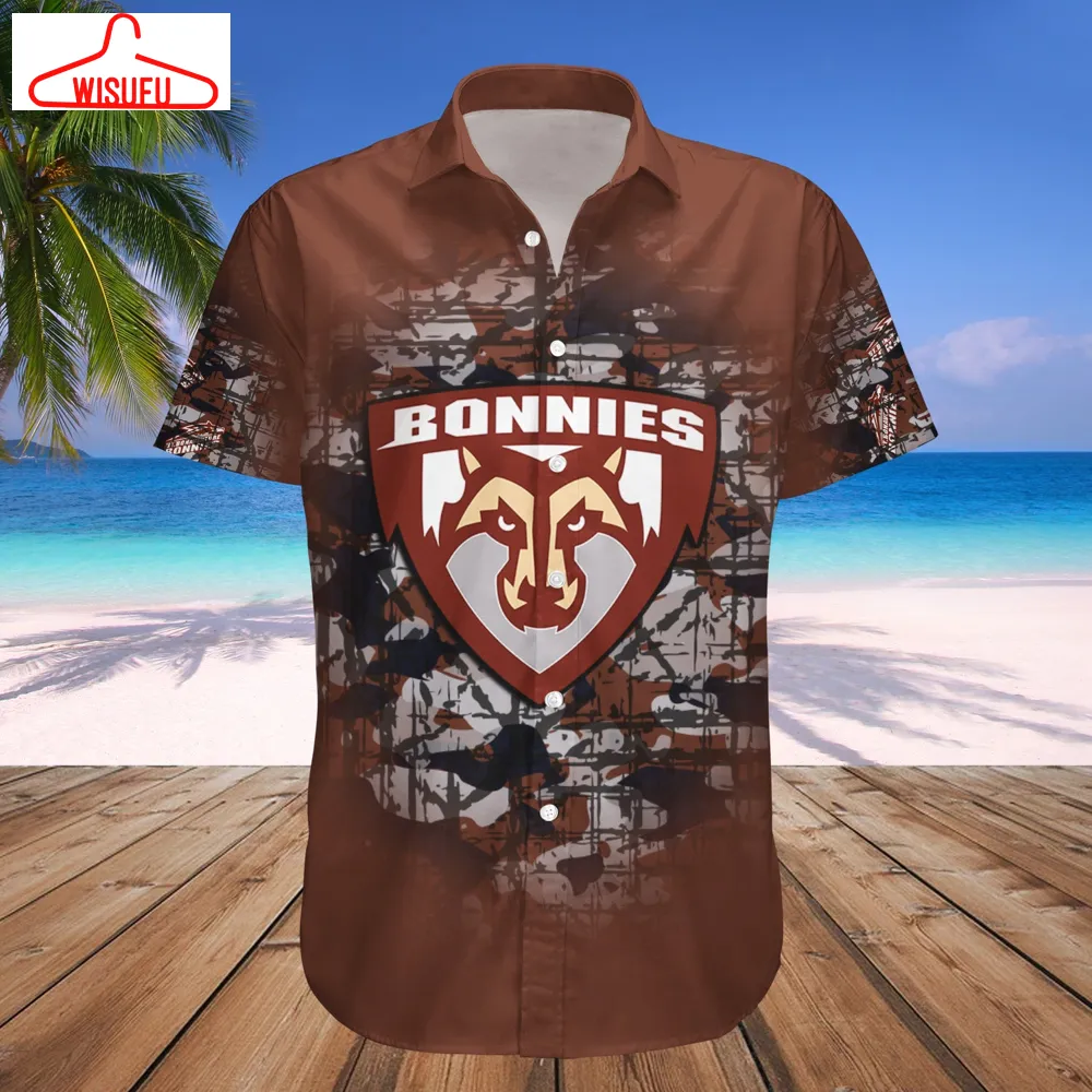 St. Bonaventure Bonnies Camouflage Vintage Hawaiian Shirt, New Fashion Gifts