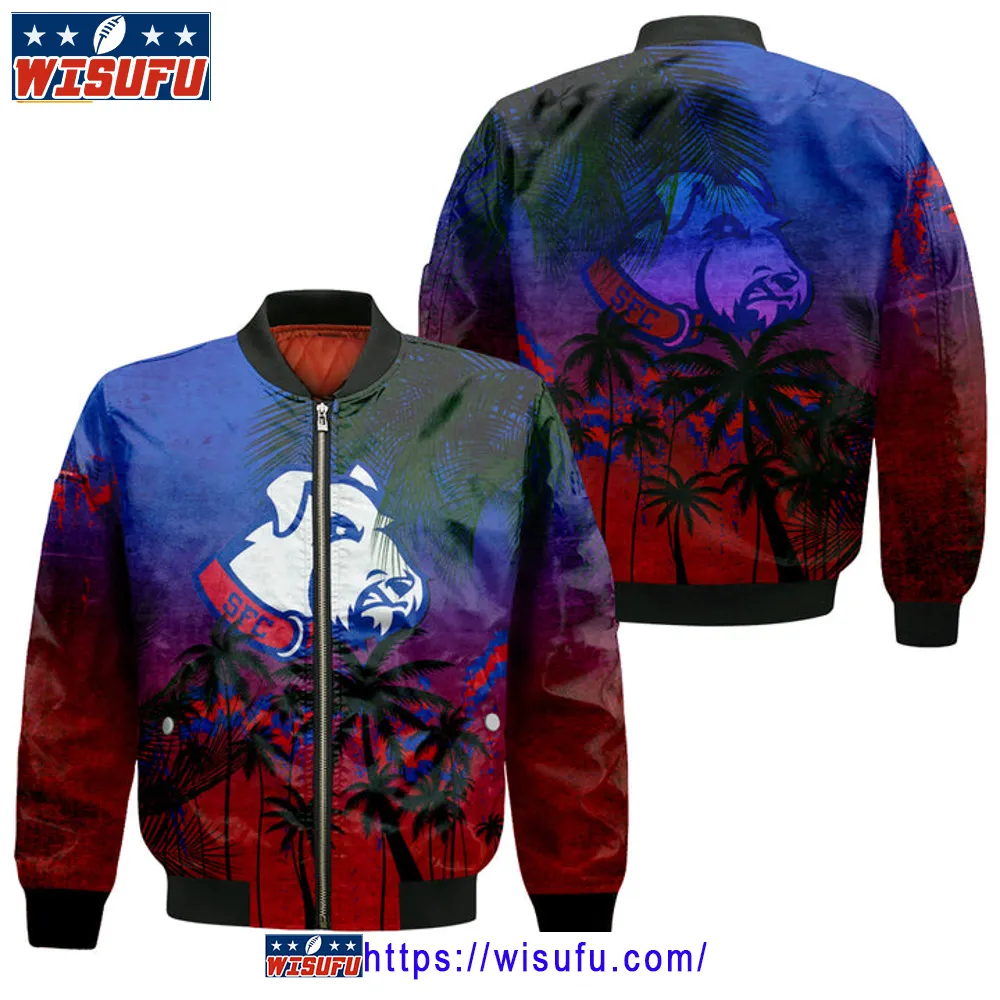 St. Francis Brooklyn Terriers Coconut Tree Tropical Grunge Bomber Jacket