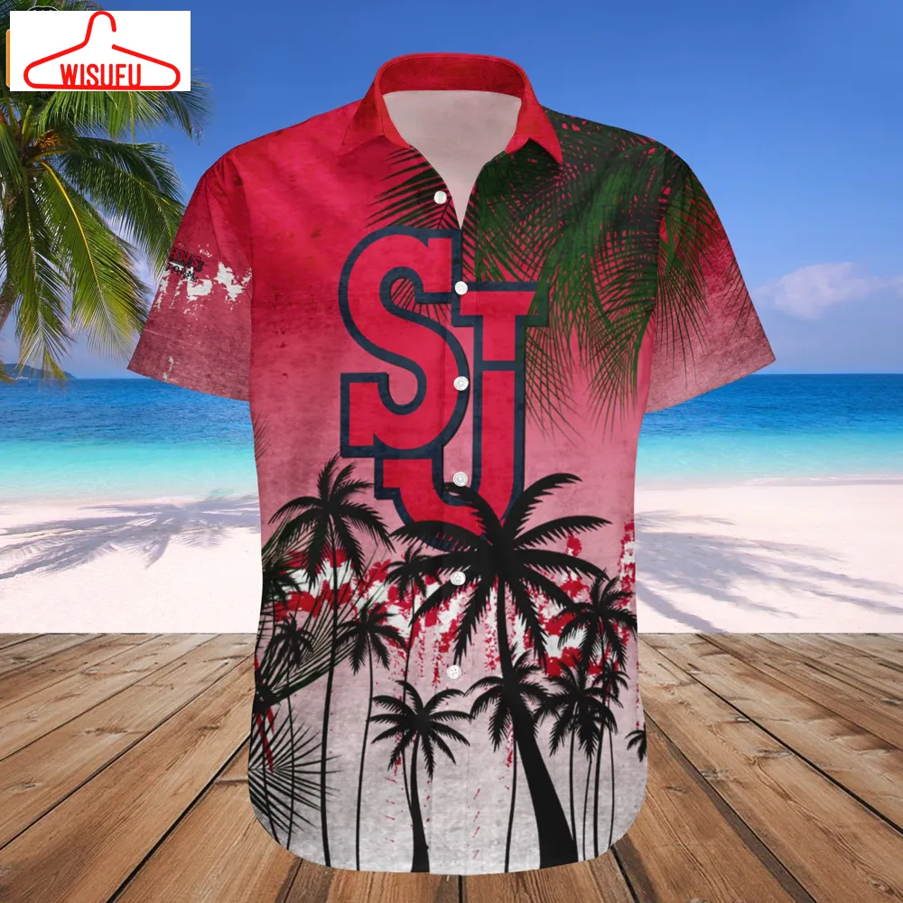 St. JohnÃ¢â¬â¢s Red Storm Coconut Tree Tropical Grunge Hawaiian Shirt, New Fashion Gifts