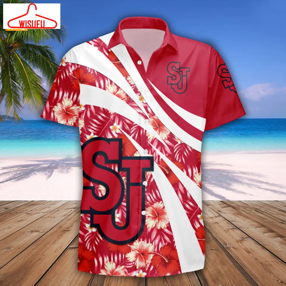 St. Johnâs Red Storm Hibiscus Sport Hawaiian Shirt, New Fashion Gifts