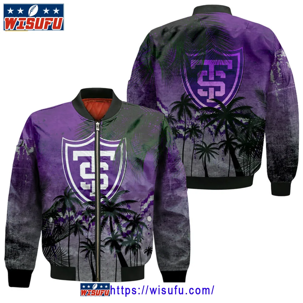 St. Thomas Tommies Coconut Tree Tropical Grunge Bomber Jacket