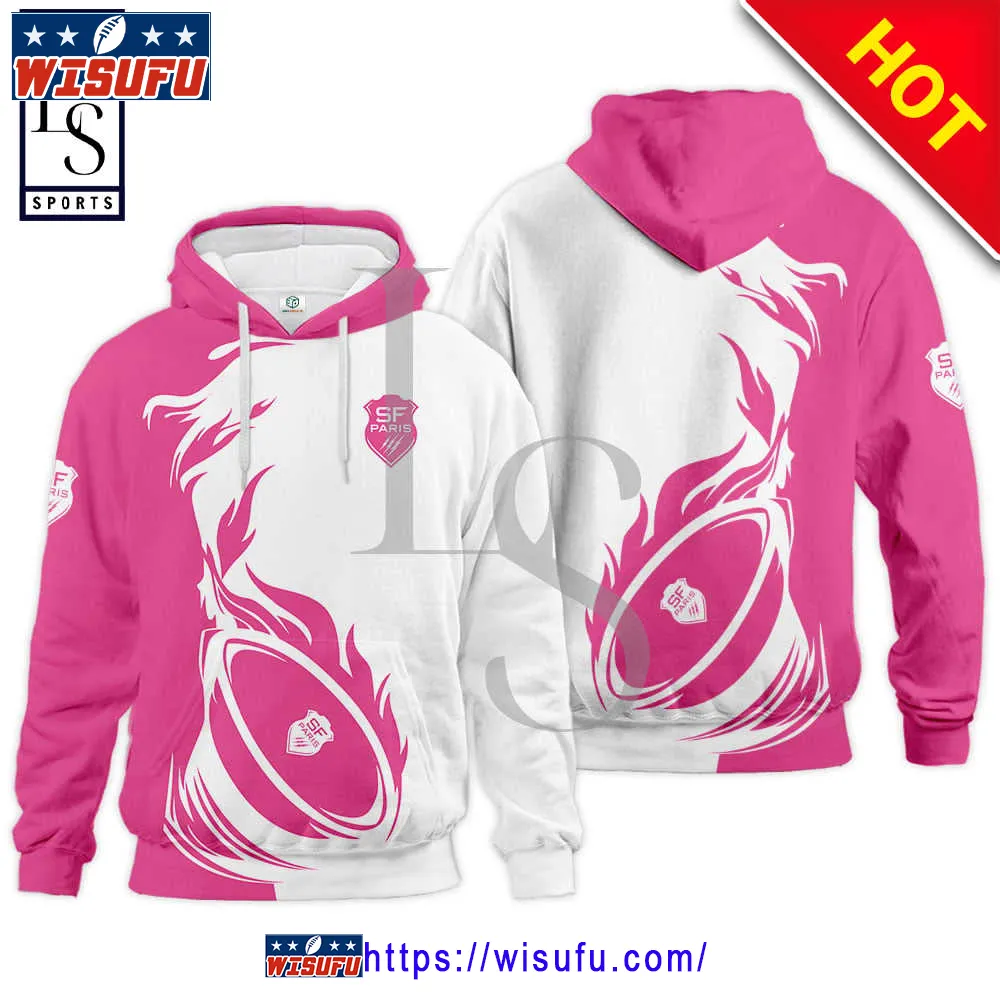 Stade Francais Paris Rugby Pink Hoodie