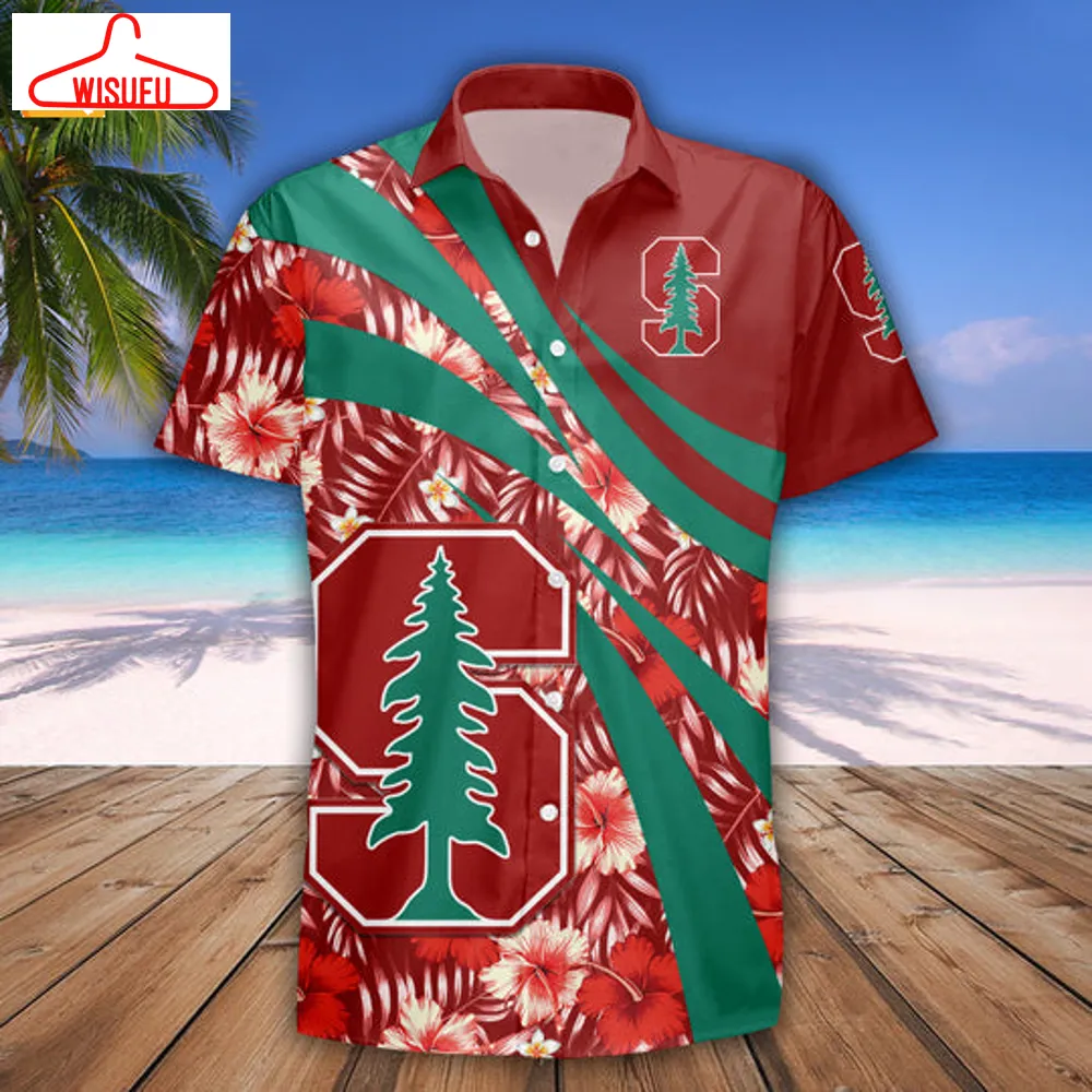 Stanfor-d Cardinal Hibiscus Sport Hawaiian Shirt, New Fashion Gifts