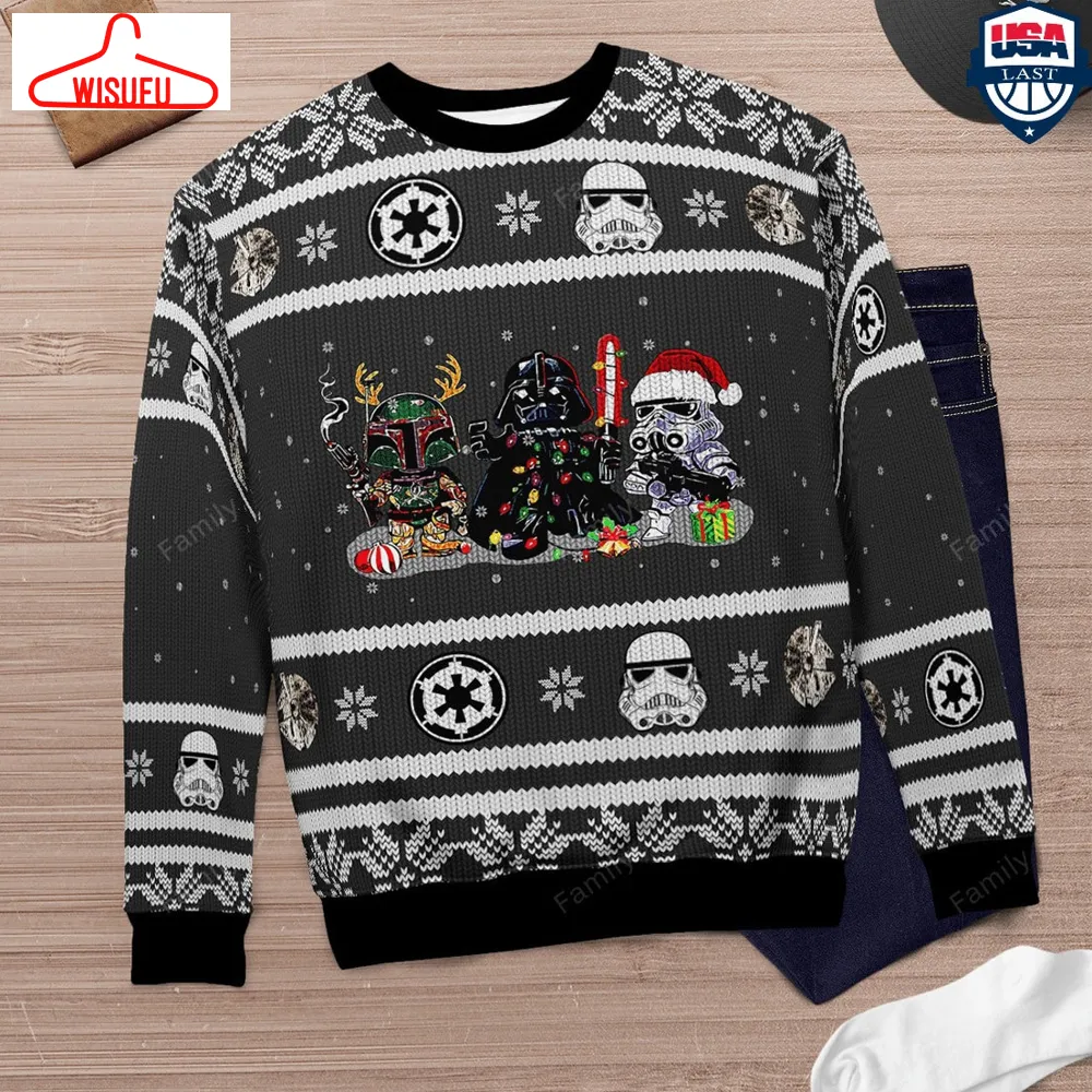 Star War Ugly Knitted Christmas Sweatshirt, Xmas Sweater, Christmas Sweater, Ugly Christmas Sweater