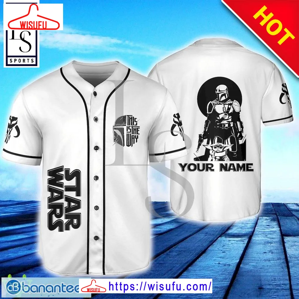 Star Wars This Is The Way Style Black And White Custom Name Baseball, New Fashion Gifts