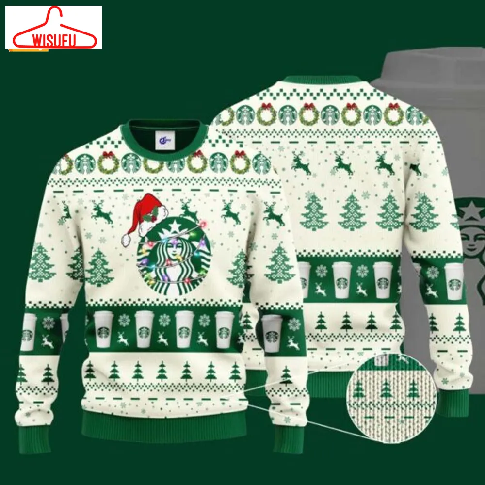 Starbucks Santa Hat Ugly Christmas Sweater