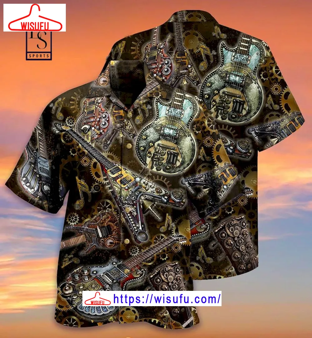 Steam Punk Guitar Hawaiian Shirt, New Fashion Gifts