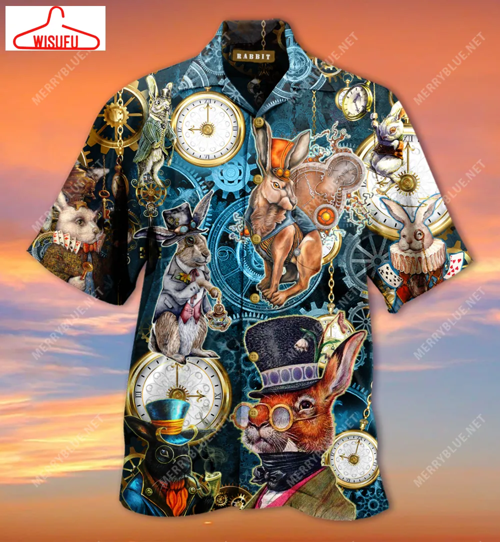 Steampunk Bunny Hawaiian Shirt, New Hawaiian Holiday Outfits, New Fashion Gifts Vtbl91777