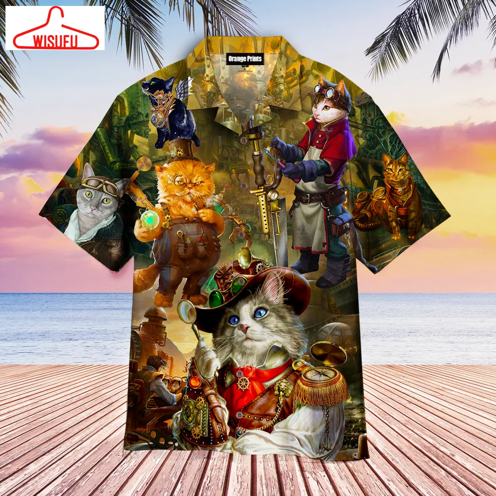 Steampunk Cats Hawaiian Shirt