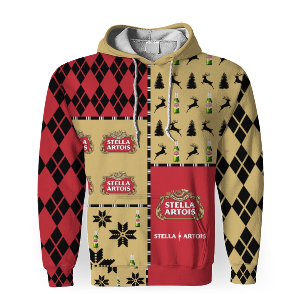 Stella Artois Beers Merry Christmas Whiskey And Beers-3D Unisex Hoodie