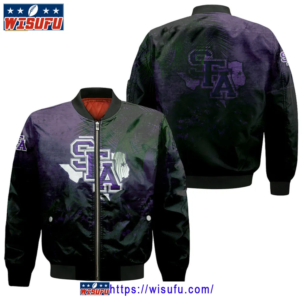 Stephen F. Austin Lumberjacks Coconut Tree Tropical Grunge Bomber Jacket