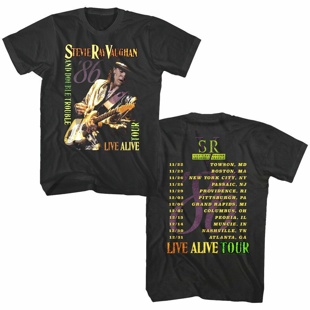 Stevie Ray Vaughan & Double Trouble LIVE ALIVE Tour 1986 Menâs T Shirt