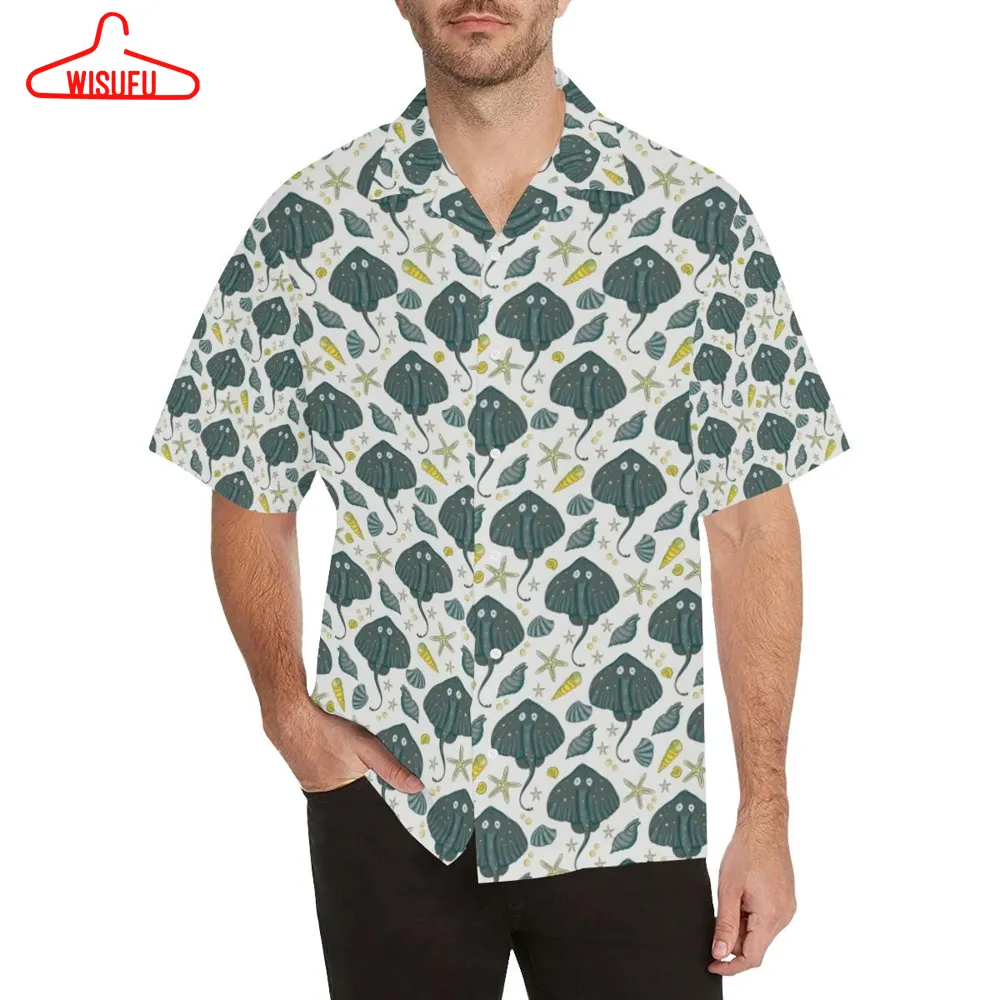 Stingray Pattern Print Design 03 MenÂs All Over Print Hawaiian Shirt (model T58), New Hawaiian Holiday Outfits, New Fashion Gifts