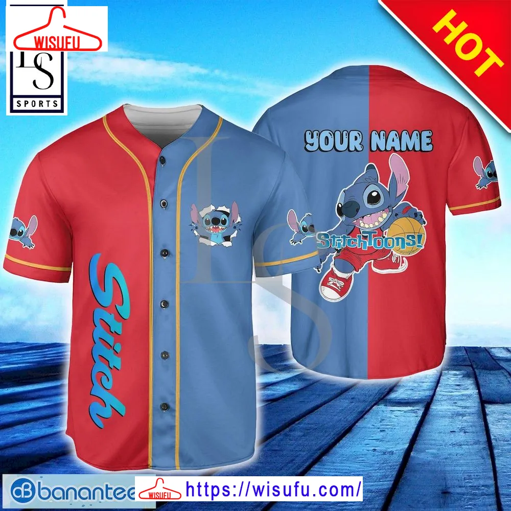 Stitch Basketball Custom Name Baseball Jersey, New Fashion Gifts