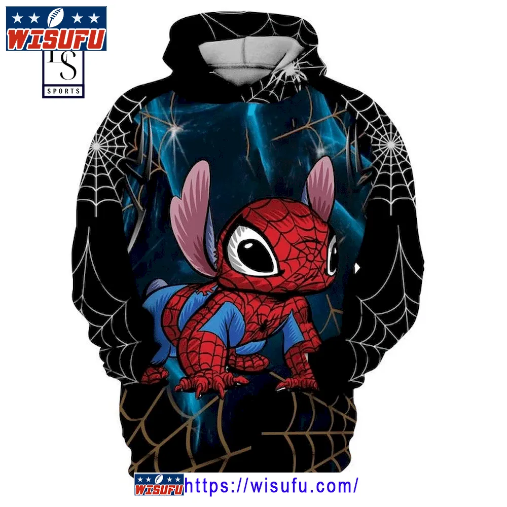 Stitch Cosplay Spider Man 3d Hoodie