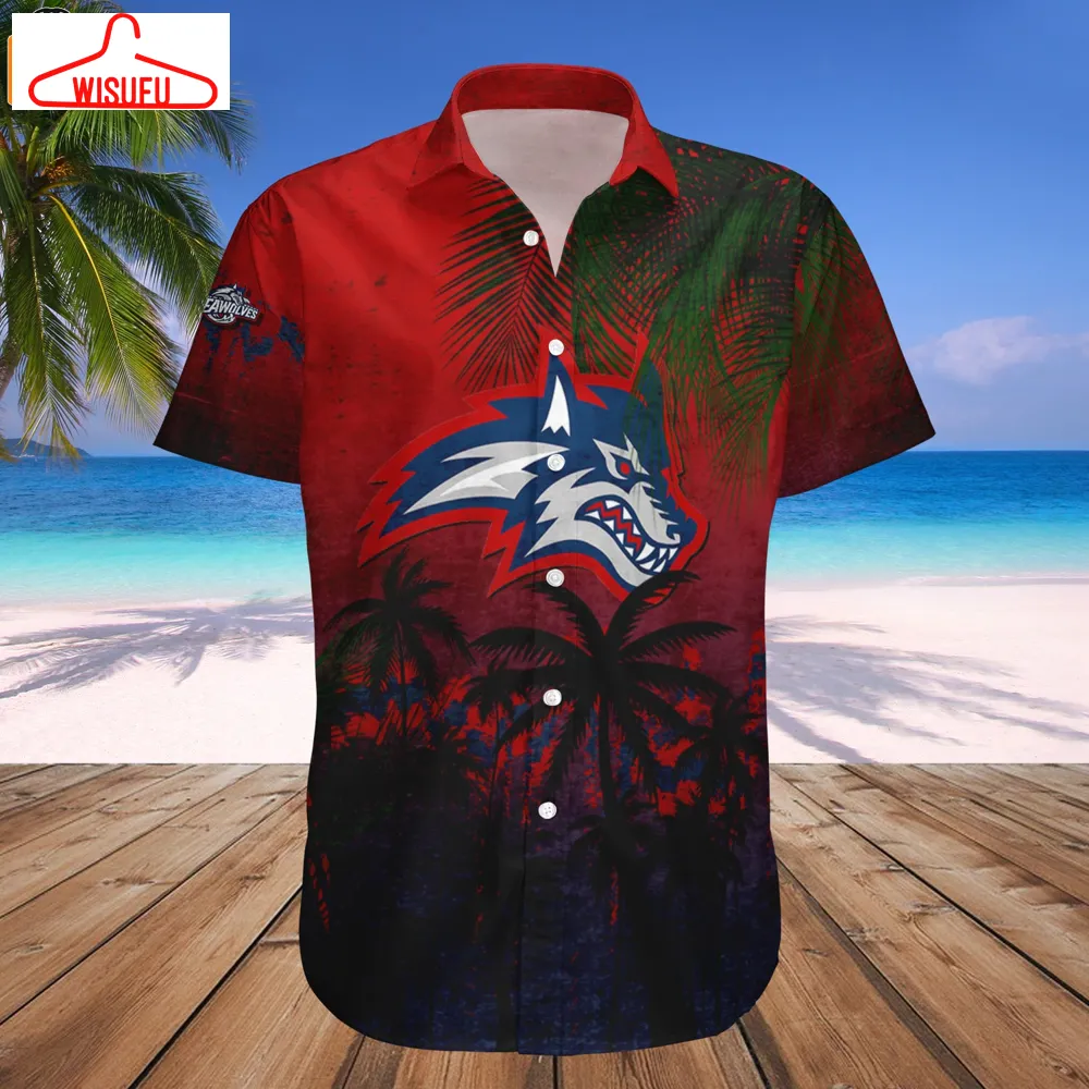 Stony Brook Seawolves Coconut Tree Tropical Grunge Hawaiian Shirt, New Fashion Gifts