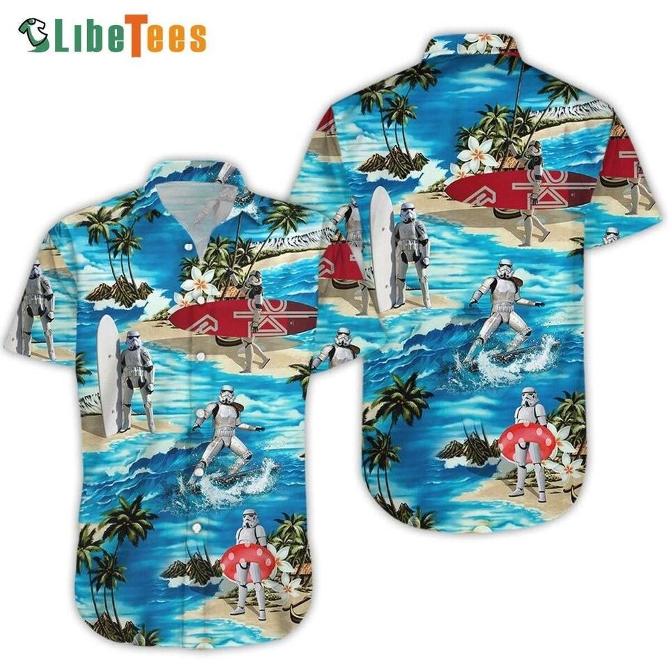 Stormtrooper Surfing SW Hawaiian Shirt, Perfect Gift For Fan, S-5XL US Size