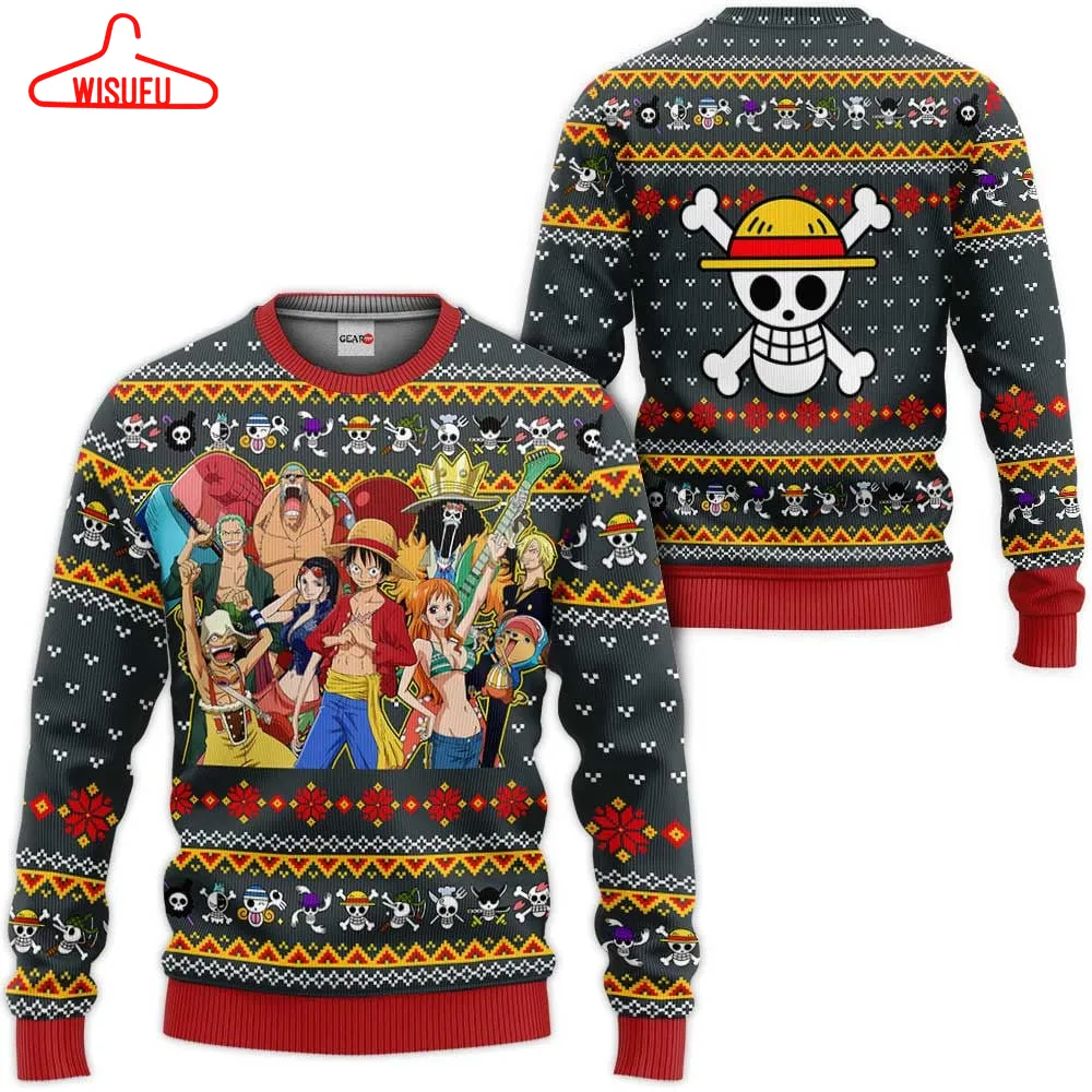 Straw Hat Pirates Ugly Sweater Christmas, Anime Ugly Christmas Sweater Gift For Family