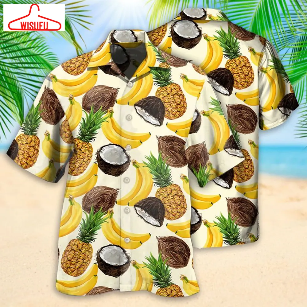 Summer Fruits Coconut Banana Pineapple Hawaiian Shirt, New Fashion Gifts