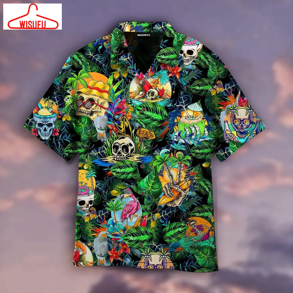 Summer Skeleton Skull Beach Party Halloween Hawaiian Shirt