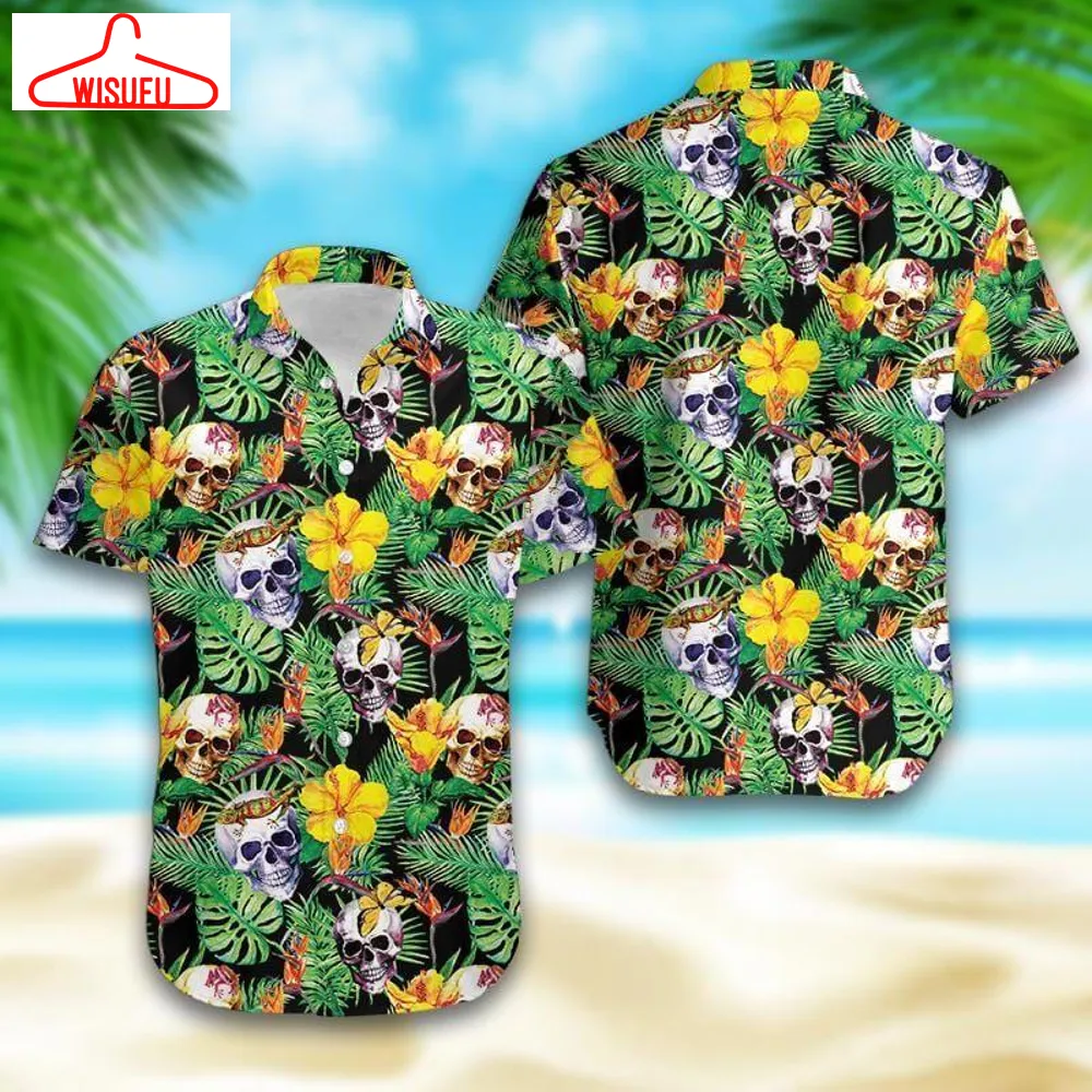 Summer Vibe Skull Bali Tropical Hawaiian Shirt - For Men & Women - Adult - Hw8085, New Hawaiian Holiday Outfits, New Fashion Gifts