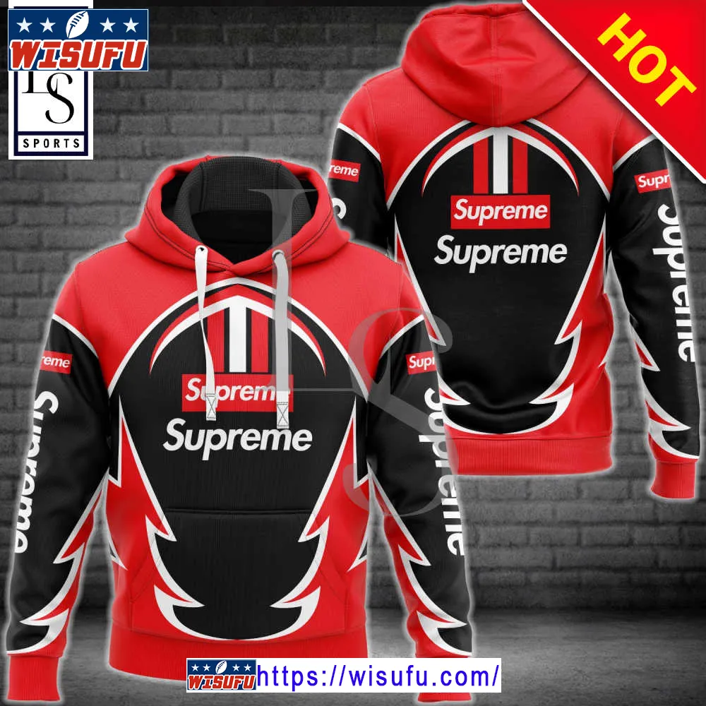 Suprem.e Red Black Fashion Luxur.y Premium Hoodie