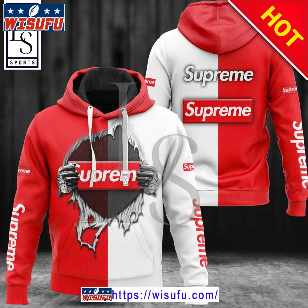 Suprem.e Red White Fashion Luxur.y Hoodie