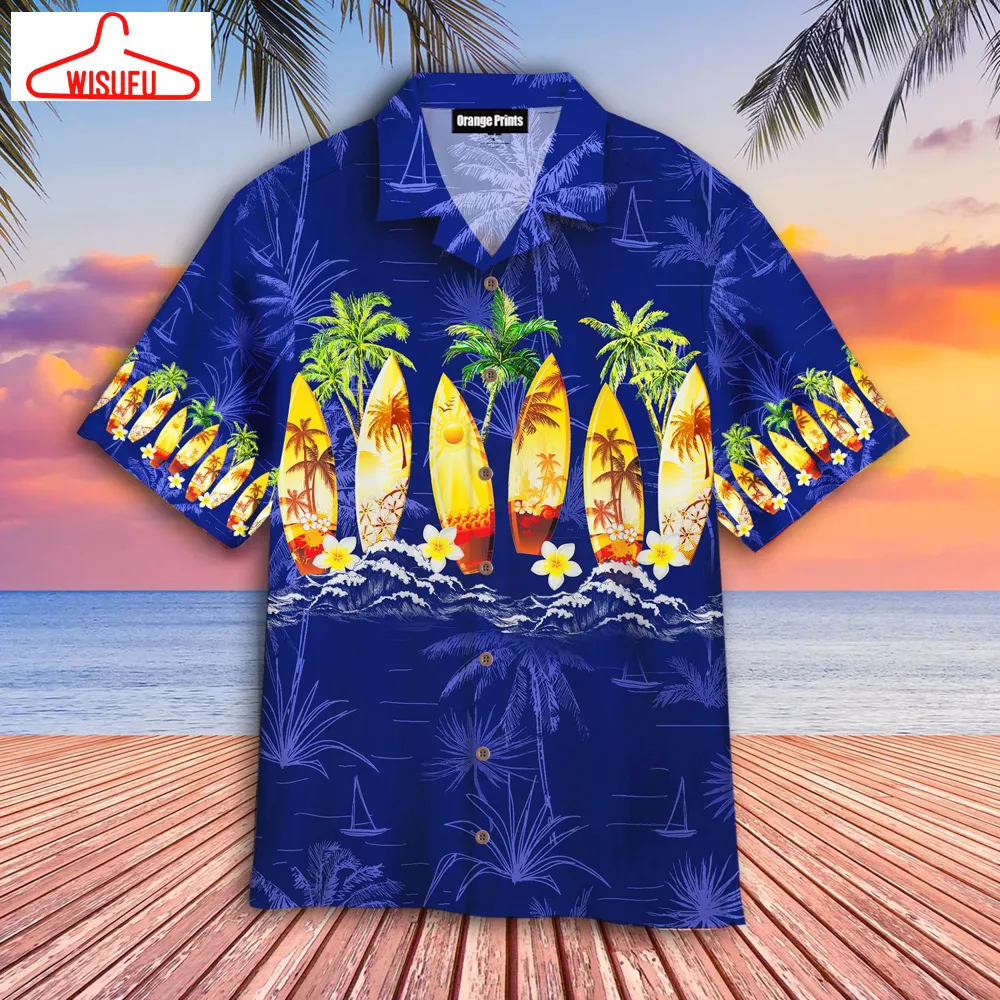 Surfboard Blue Hawaiian Shirt - For Men & Women - New Winter Fashion Shirt Gift For Family, New Fashion Gifts