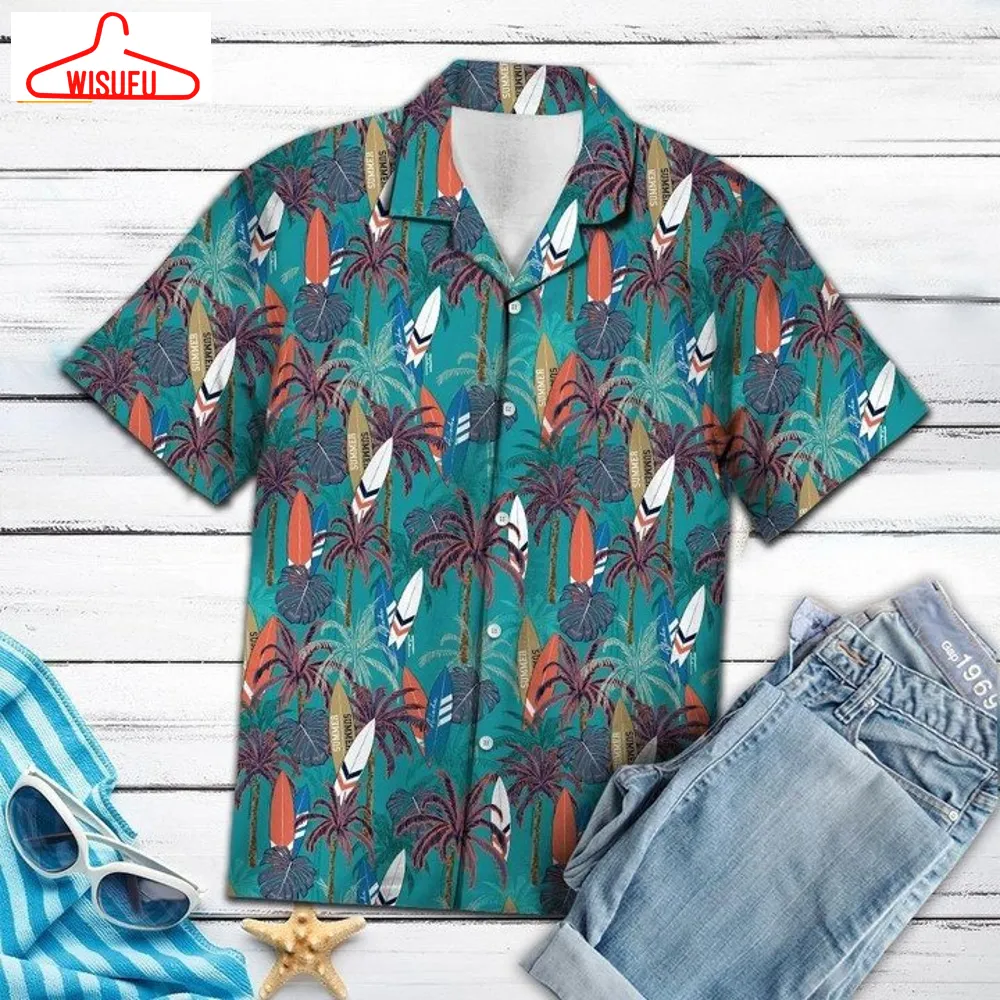 Surfboard Coconut Palm Hawaiian Shirt, New Fashion Gifts