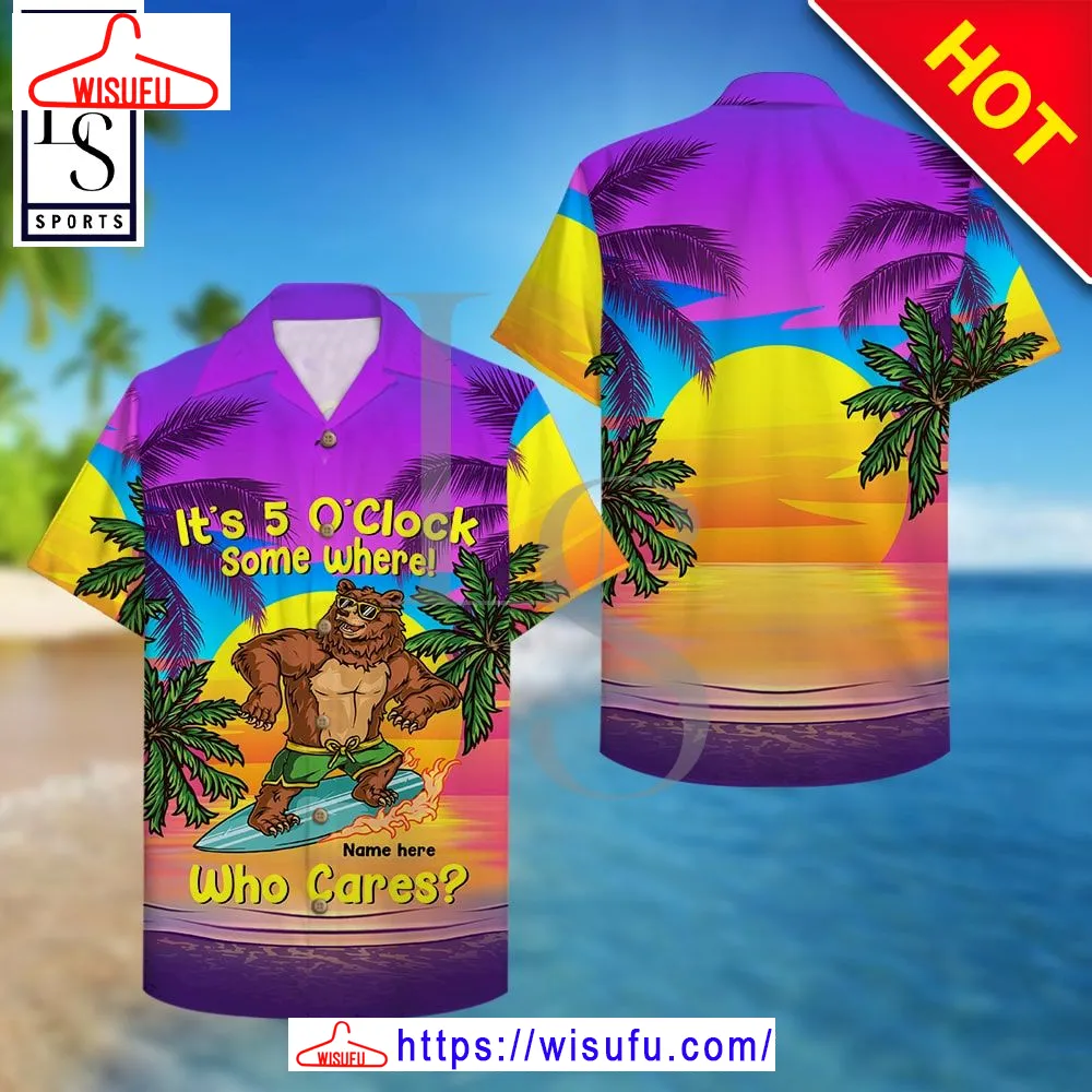 Surfing Bear Personalized Hawaiian Shirt, New Fashion Gifts