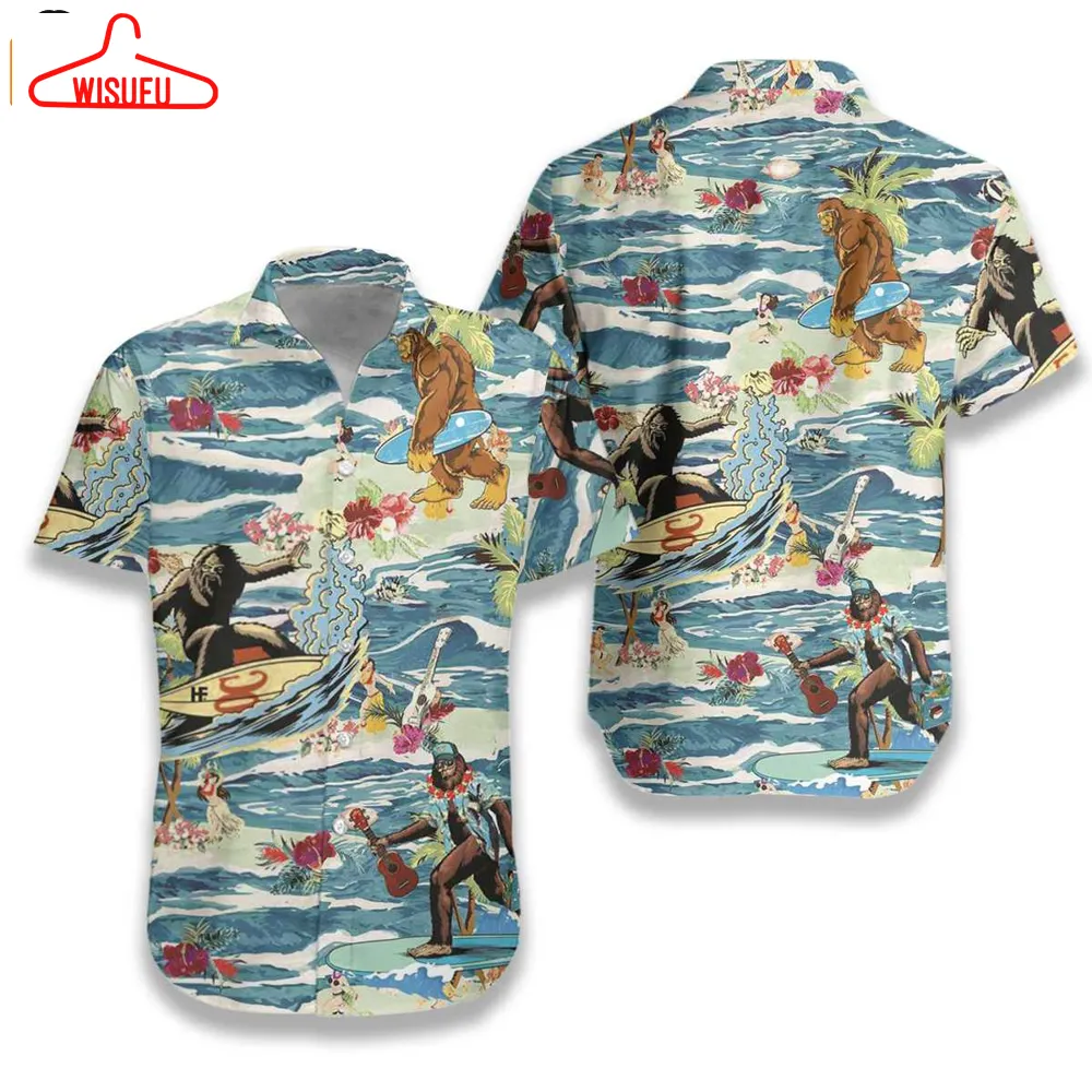 Surfing Bigfoot Aloha Vacation Bigfoot Hawaiian Shirt, New Fashion Gifts