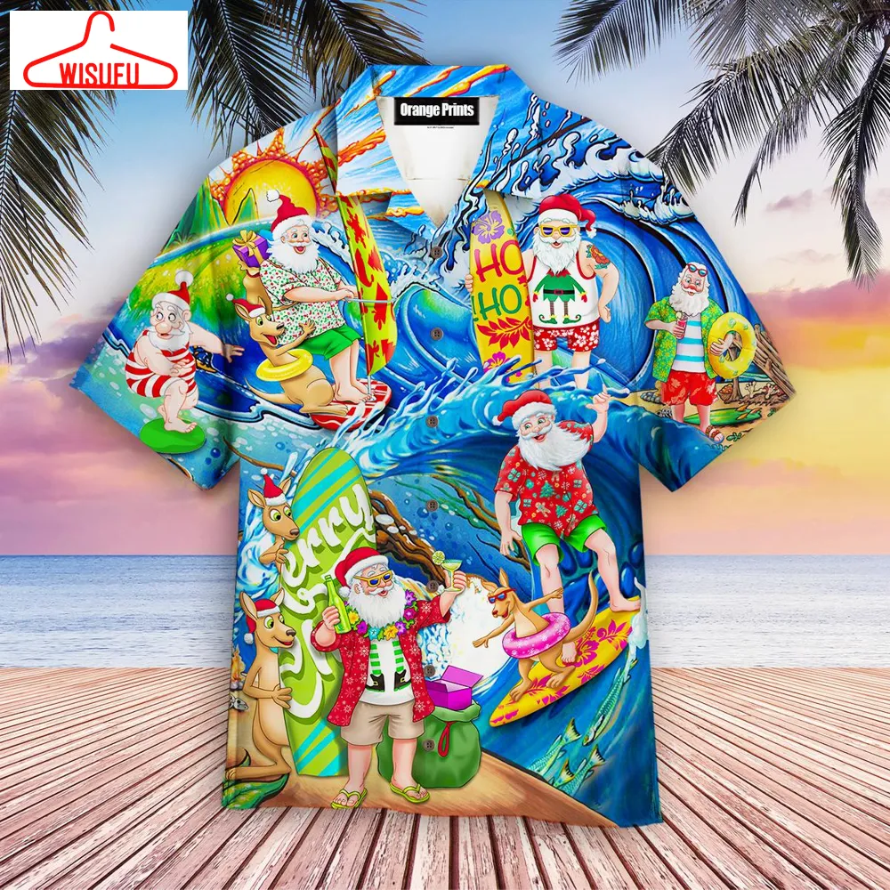 Surfing Funny Santa Christmas Hawaiian Shirt - For Men & Women - New Winter Fashion Shirt Gift For Family, New Fashion Gifts