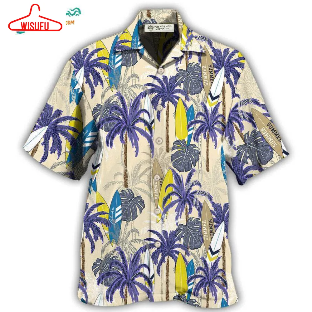 Surfing Tropical Tree Hawaiian Shirt- Wisufu Aloha