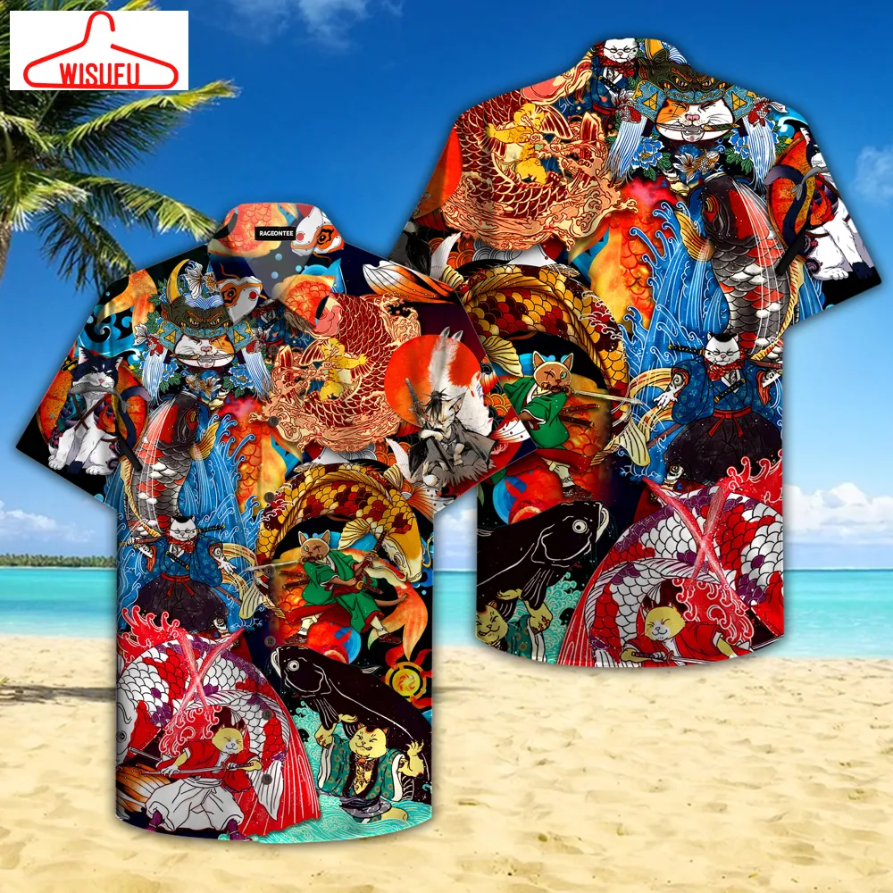 Sushi Master Cats And Koi Fish Hawaiian Shirt - For Men & Women - Adult - Hw4667, New Hawaiian Holiday Outfits, New Fashion Gifts