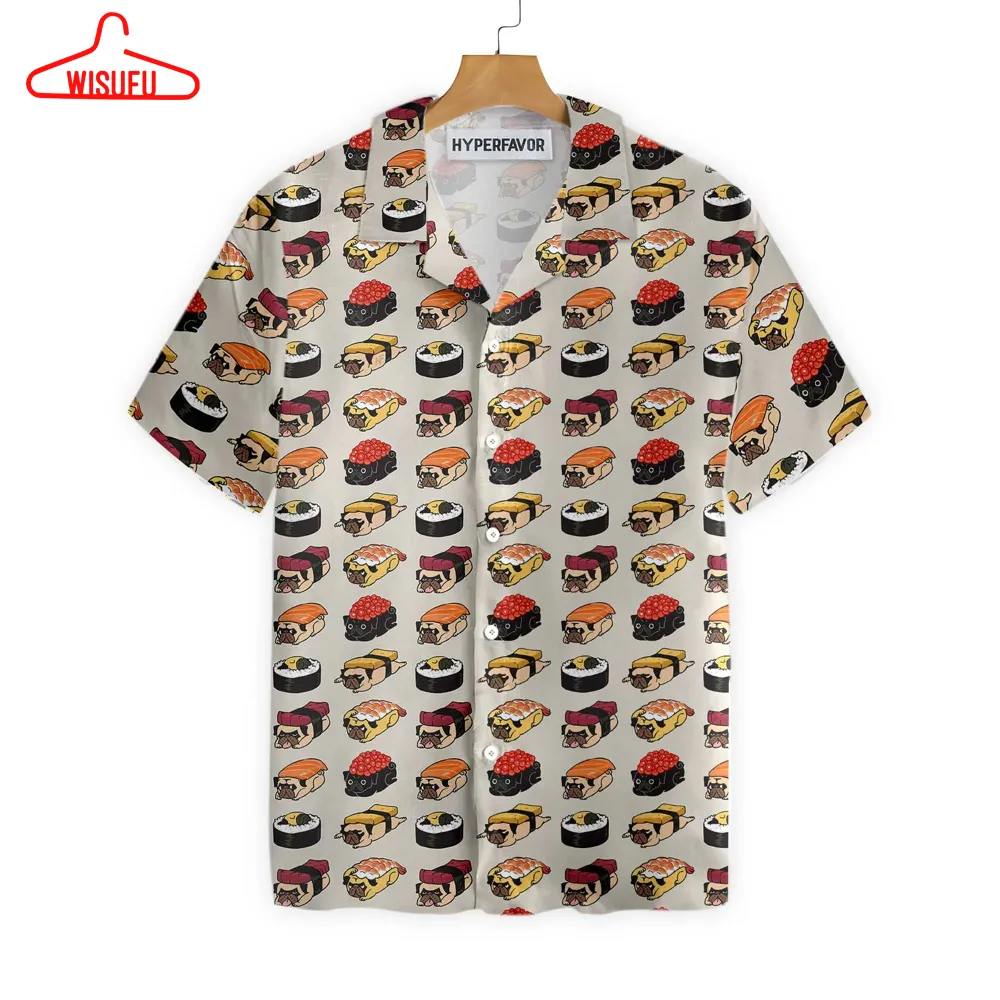 Sushi Pug Shirt For Men Hawaiian Shirt, New Hawaiian Holiday Outfits, New Fashion Gifts