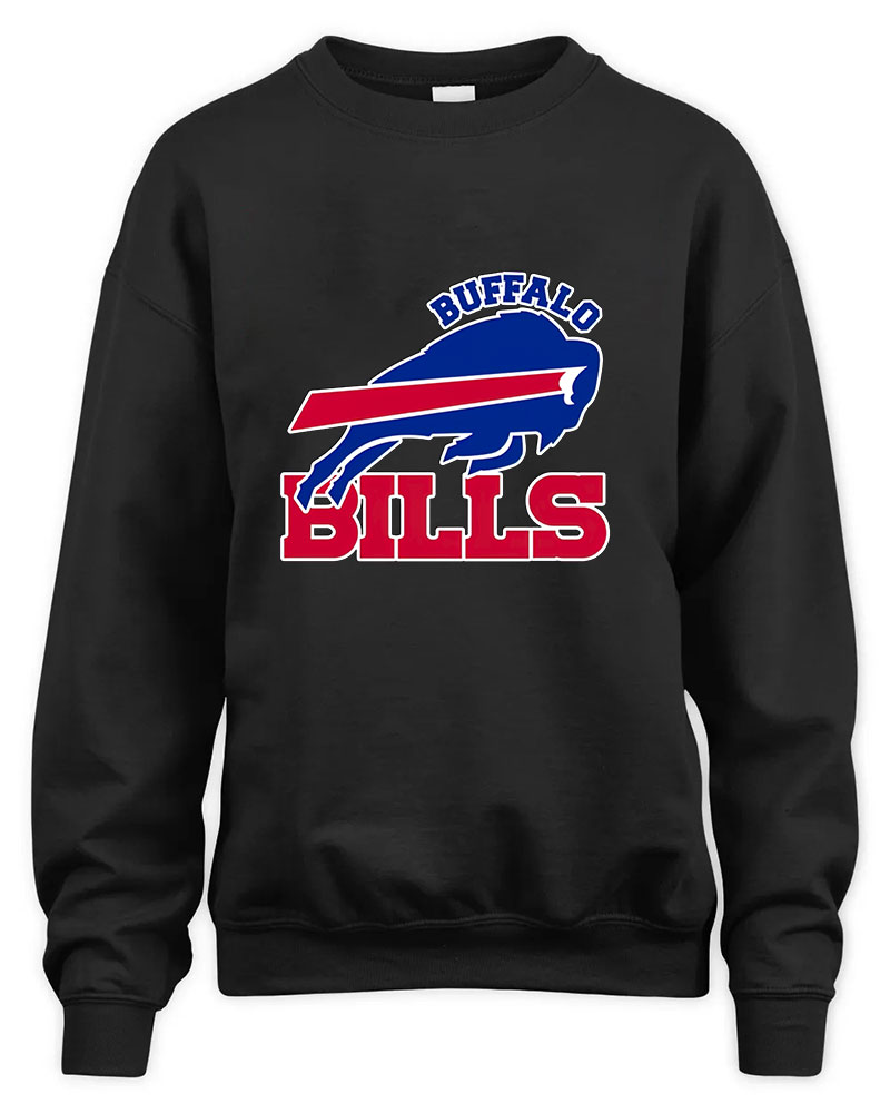 Vintage Buffalo Bills Bison Football Team Cool Graphic Tee Unisex Sweatshirt-Black