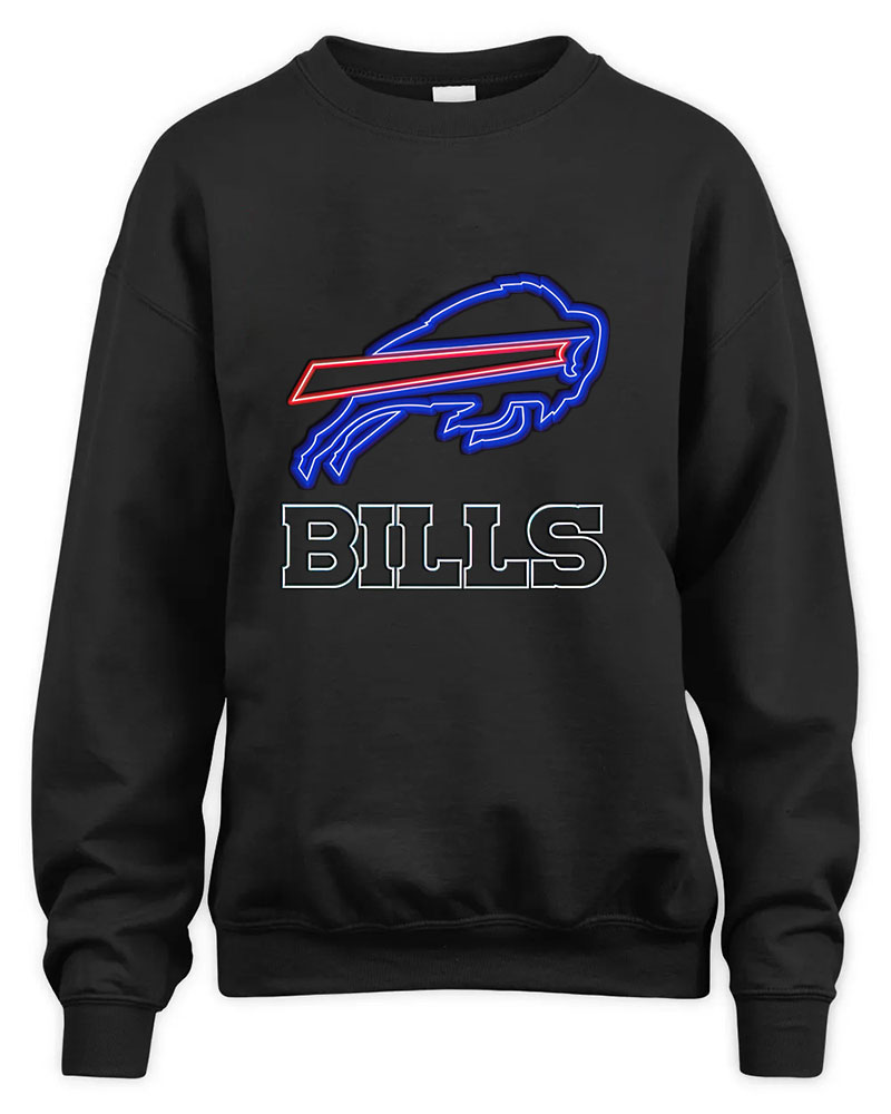 Vintage Buffalo Bills Football Team  Neon Graphic Tee Unisex Sweatshirt-Black