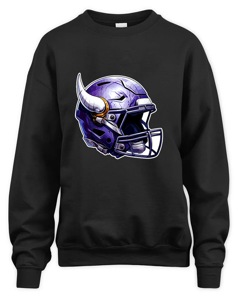 Vintage Minnesota Vikings Helmet Graphic Tee Unisex Sweatshirt-Black