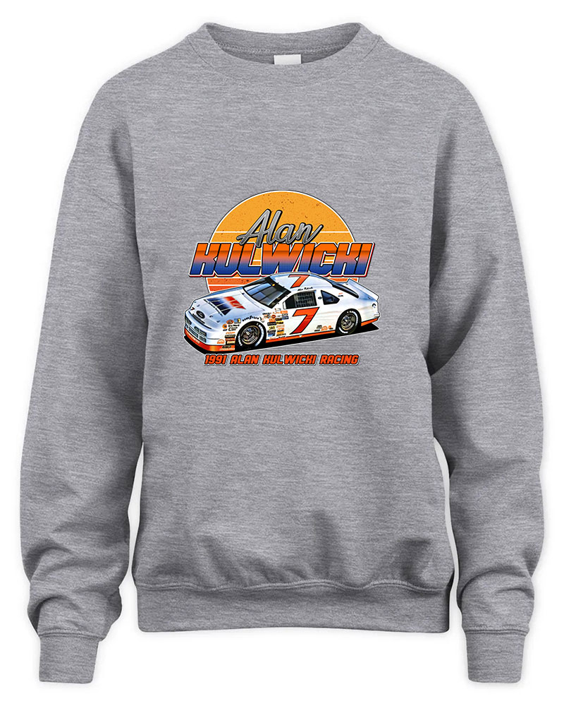 Alan Kulwicki 7 90s Retro Graphic Tee Unisex Sweatshirt-Sport Grey