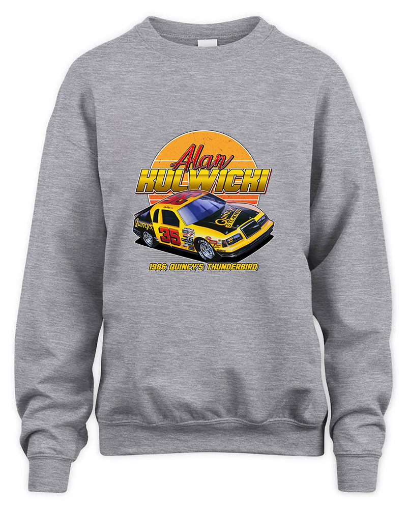 Alan Kulwicki Quincys 35 80s Retro Graphic Tee Unisex Sweatshirt-Sport Grey