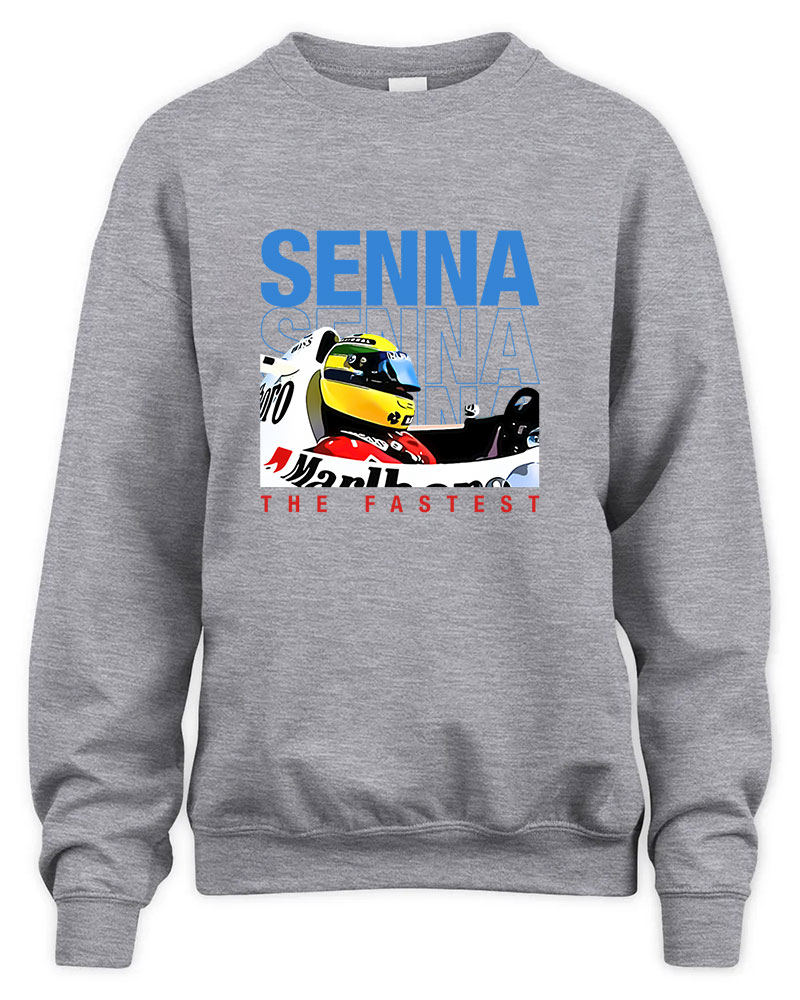 Ayrton Senna The Fastest Legend Graphic Tee Unisex Sweatshirt-Sport Grey