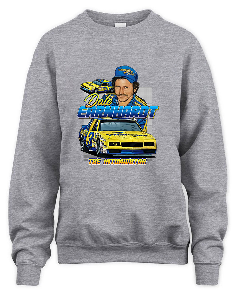 Dale Earnhardt The Intimidator 80s Retro Graphic Tee Unisex Sweatshirt-Sport Grey