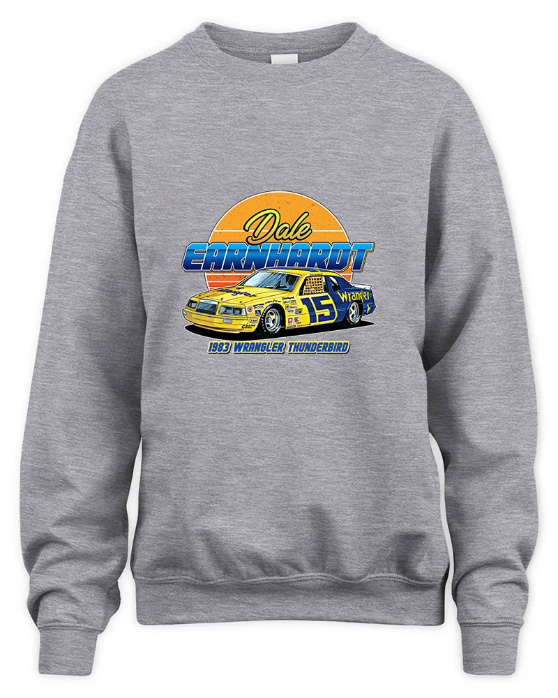 Dale Earnhardt Thunderbird Legend 80s Retro Graphic Tee Unisex Sweatshirt-Sport Grey