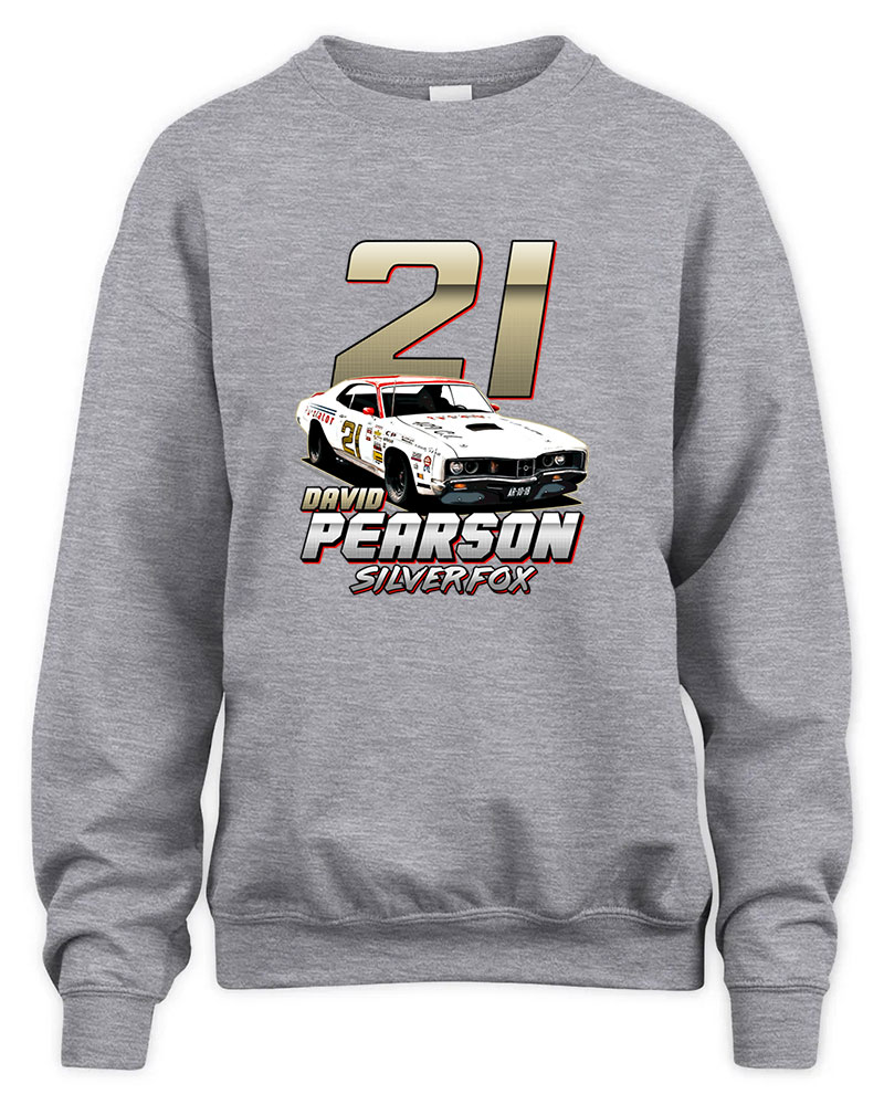 David Pearson 21 Silver Fox 70s Retro Graphic Tee Unisex Sweatshirt-Sport Grey