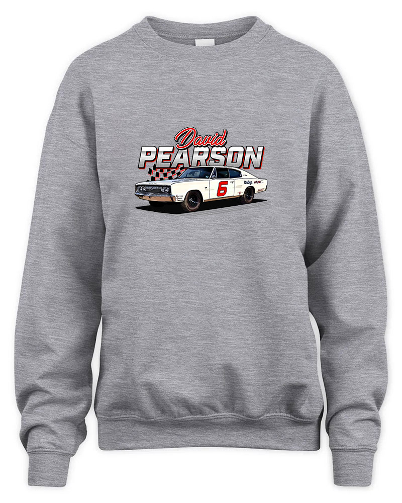 David Pearson 6 Legend 60s Retro Graphic Tee Unisex Sweatshirt-Sport Grey