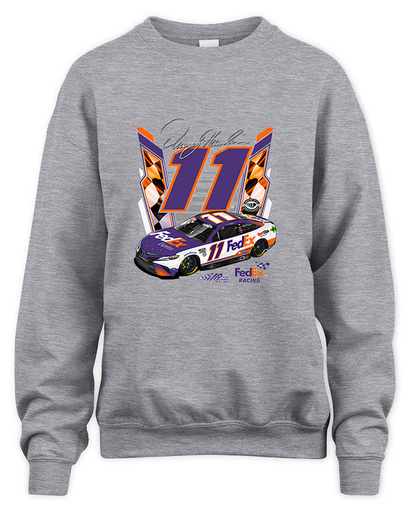 Denny Hamlin 11 FedEx Graphic Tee Unisex Sweatshirt-Sport Grey